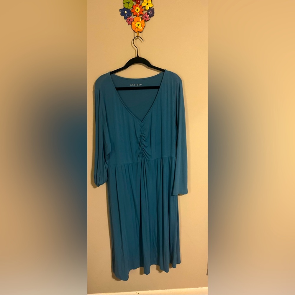 Ava & Viv, 1x, lowcut blue midi dress